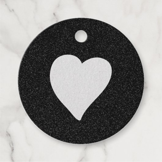 Love Heart White Glitter Valentijns Bedankjes Labels (Voorkant)