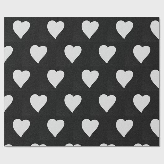 Love Heart White Glitter Valentijns Cadeaupapier (Vlak)