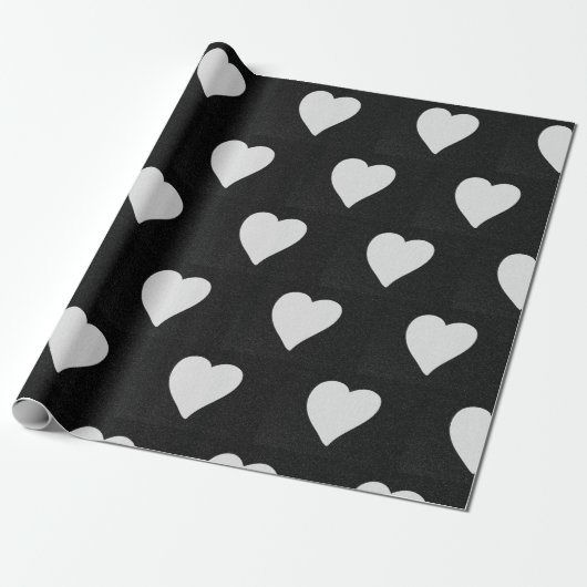 Love Heart White Glitter Valentijns Cadeaupapier (Uitgerold)