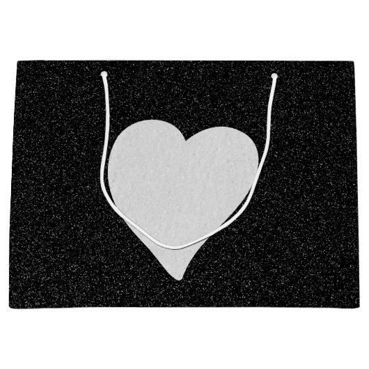 Love Heart White Glitter Valentijns Groot Cadeauzakje (Voorkant)
