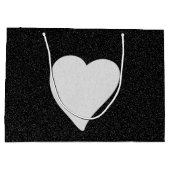 Love Heart White Glitter Valentijns Groot Cadeauzakje (Achterkant)