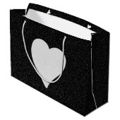Love Heart White Glitter Valentijns Groot Cadeauzakje (Achterkant Gekanteld)
