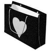 Love Heart White Glitter Valentijns Groot Cadeauzakje (Voorkant Gekanteld)