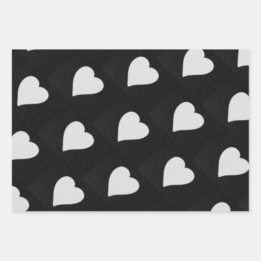 Love Heart White Glitter Valentijns Inpakpapier Vel (Voorkant 2)