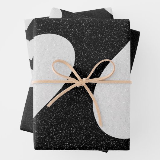 Love Heart White Glitter Valentijns Inpakpapier Vel (In situ)