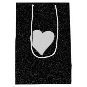 Love Heart White Glitter Valentijns Medium Cadeauzakje (Achterkant)