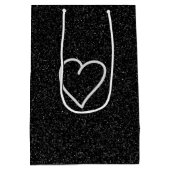 Love Heart White Glitter Valentijns Medium Gift B Medium Cadeauzakje (Achterkant)
