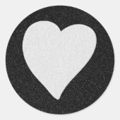Love Heart White Glitter Valentijns Ronde Sticker (Voorkant)