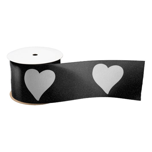 Love Heart White Glitter Valentijns Satijnen Lint (Spoel)