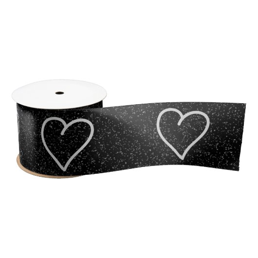 Love Heart White Glitter Valentijns Satin Ribbon Satijnen Lint (Spoel)
