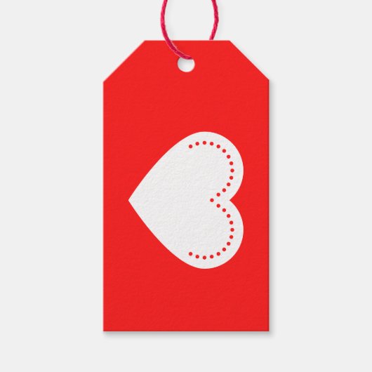 Love Heart White Valentijnse Gift Labels Cadeaulabel (Voorkant)