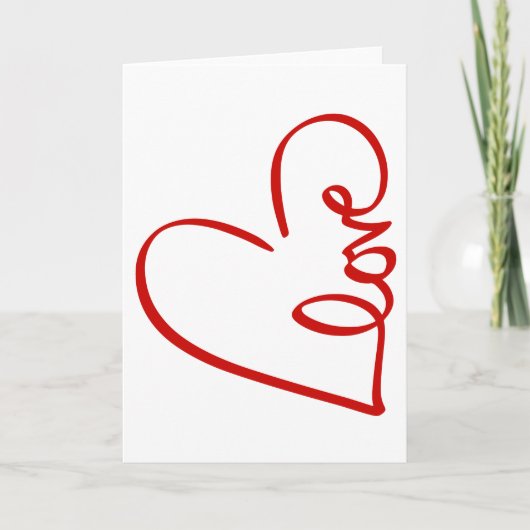 Love Heart Word Art Red Valentijns Kaart (Voorkant)