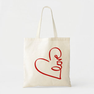 Love Heart Word Art Red Valentijns Tote Bag