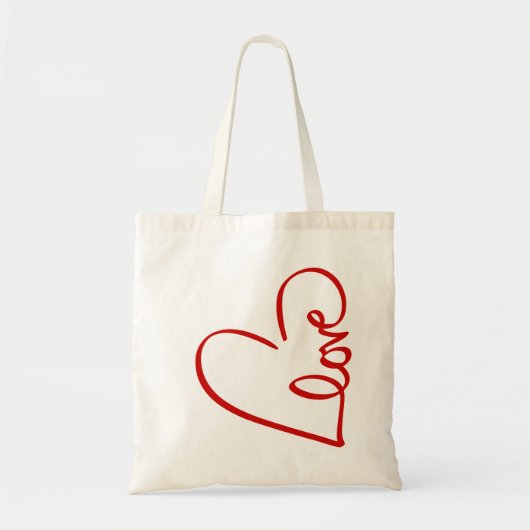 Love Heart Word Art Red Valentijns Tote Bag (Voorkant)