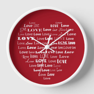Love Heart Word Cloud - White on Dark Red