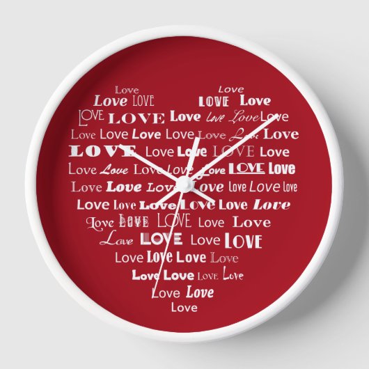 Love Heart Word Cloud - White on Dark Red (Voorkant)