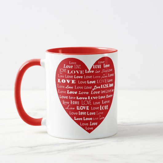 Love Heart Word Cloud - White on Dark Red Mok (Links)