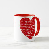Love Heart Word Cloud - White on Dark Red Mok (Voorkant rechts)