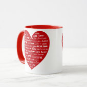 Love Heart Word Cloud - White on Dark Red Mok (Voorkant links)