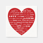 Love Heart Word Cloud - White on Dark Red Servetten (Voorkant)