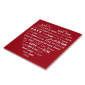 Love Heart Word Cloud - White on Dark Red Tegeltje (Zijkant)
