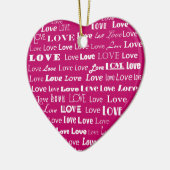 Love Heart Word Cloud - White on Fuchsia Pink Keramisch Ornament (Links)