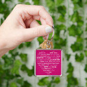 Love Heart Word Cloud - White on Fuchsia Pink Sleutelhanger (Hand)