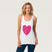 Love Heart Word Cloud - White on Fuchsia Pink Tanktop (Volledige Voorkant)