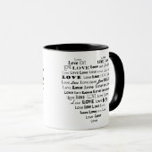Love Heart Word Cloud - zwart en wit Mok (Voorkant rechts)