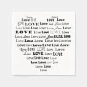 Love Heart Word Cloud - zwart en wit Servetten (Voorkant)