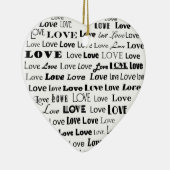 Love Heart Word Cloud - zwart Keramisch Ornament (Rechts)