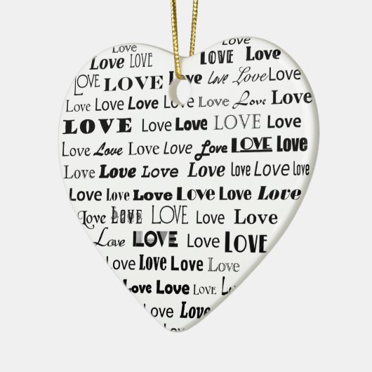 Love Heart Word Cloud - zwart Keramisch Ornament (Links)