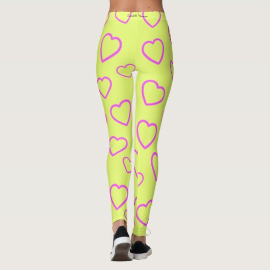 Love Heart Yellow Pink Leggings (Achterkant)