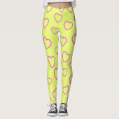 Love Heart Yellow Pink Leggings (Voorkant)