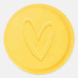 Love Heart Yellow Wax Seal Sticker