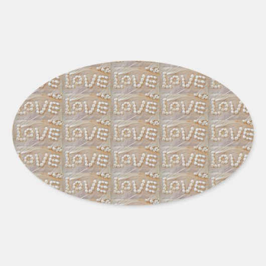 Love Heart Zee Shell Beach Hearts Seashells Summer Ovale Sticker (Voorkant)