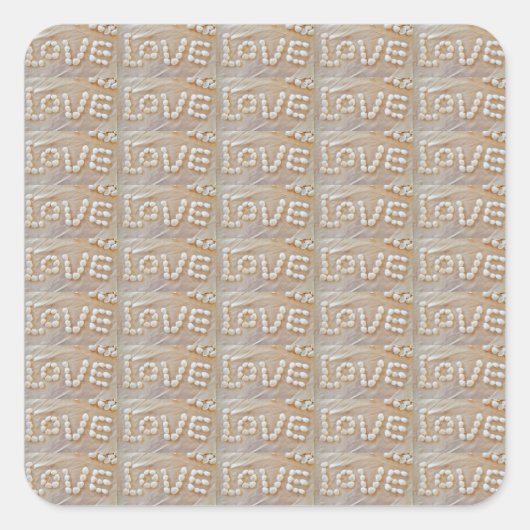 Love Heart Zee Shell Beach Hearts Seashells Summer Vierkante Sticker (Voorkant)