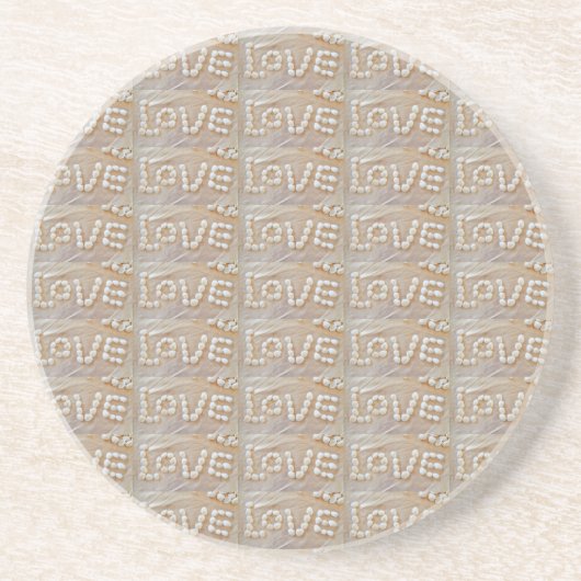 Love Heart Zee Shell Beach Hearts Seashells Summer Zandsteen Onderzetter (Voorkant)