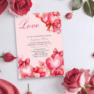 Love Hearts and Bows Bruiloft Uitnodiging