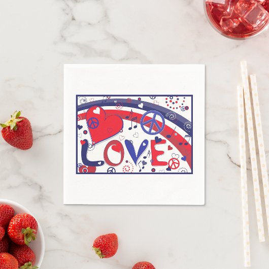 Love Hearts and Musical Notes Paper Napkins Servet
