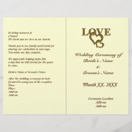 Love Hearts and Red Rose Wedding Foldable Program