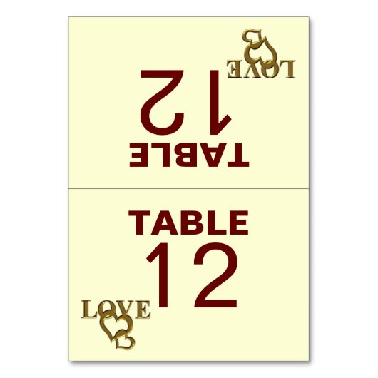 Love Hearts and Red Rose Wedding Folded Table Kaar Kaart (Voorkant)