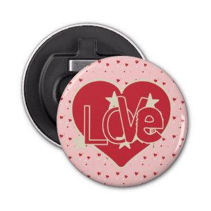 Love Hearts and Stars Button Flesopener
