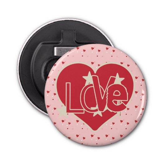 Love Hearts and Stars Button Flesopener (Voorkant)