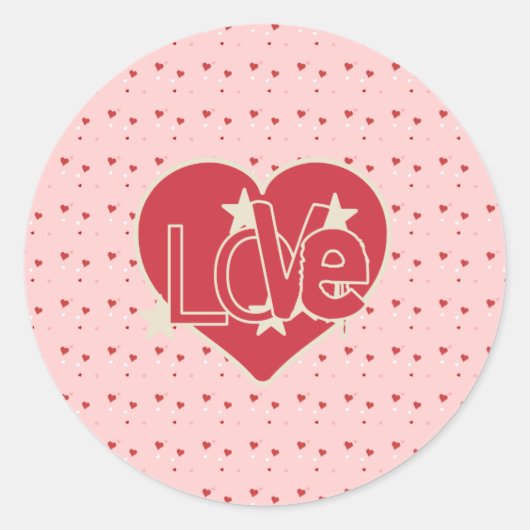 Love Hearts and Stars Ronde Sticker (Voorkant)