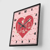 Love Hearts and Stars Vierkante Klok (Hoek)