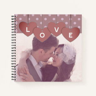 Love Hearts Banner Aangepaste Trouwfoto Notitieboek