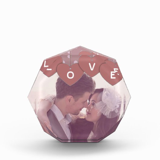 Love Hearts Banner Romantic Overlaid Custom Photo Fotoblokken (Voorkant)