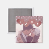 Love Hearts Banner Romantic Overlaid Custom Photo Magneet (Voorkant / Achterkant)