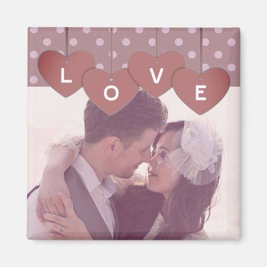 Love Hearts Banner Romantische Overlaid Aangepaste Magneet (Voorkant)